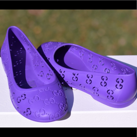 More Photos Gucci Purple Rubber Flats Sz 27 - Picture 4 of 8